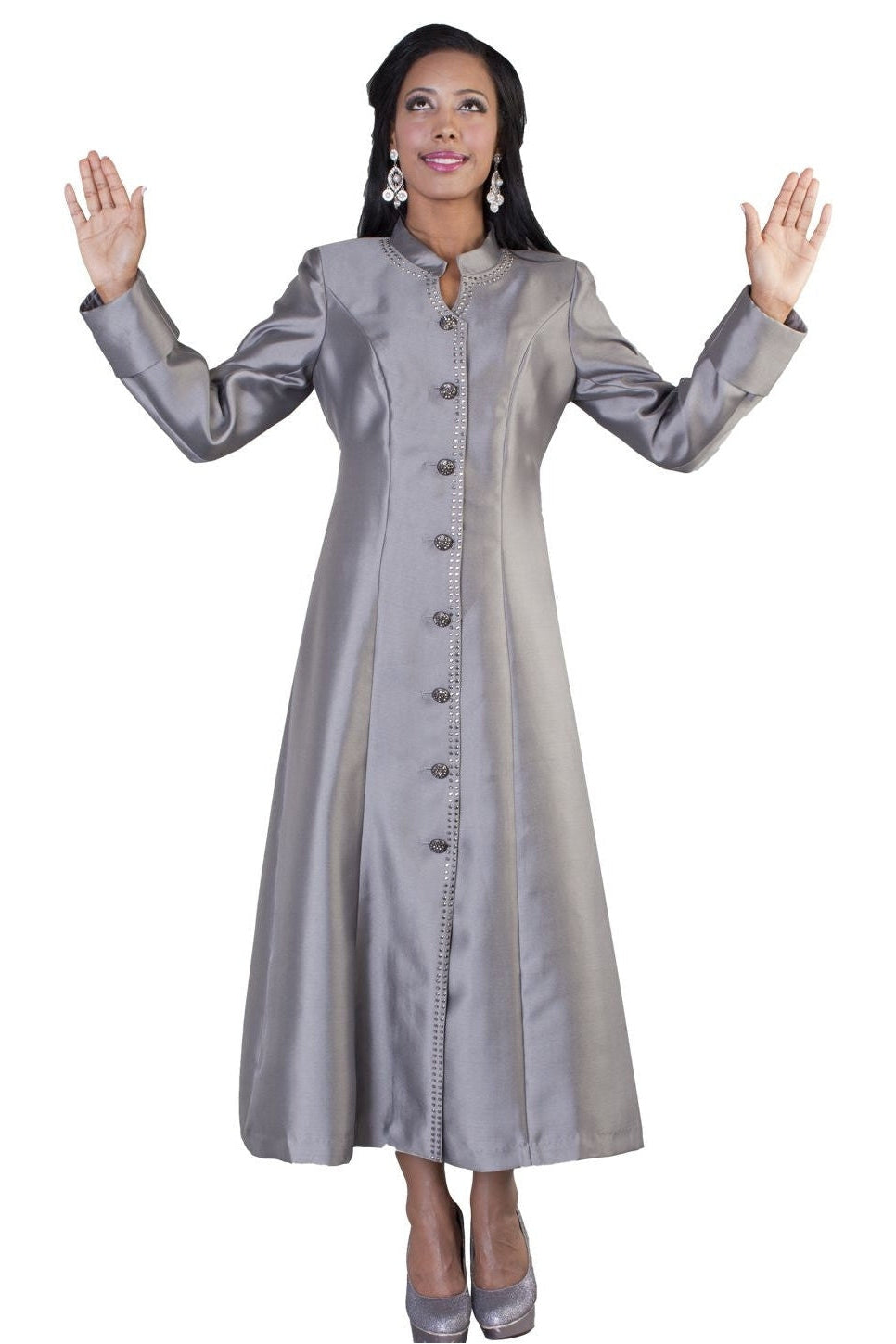 Tally Taylor Robe 4445C-Dark Silver - Church Suits For Less