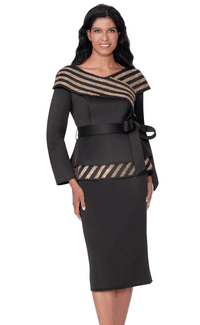 Women Church Suit 600672C-Black/Gold