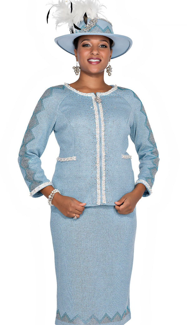 Champagne Italy Church Suit 5962C-Light Blue - Church Suits For Less