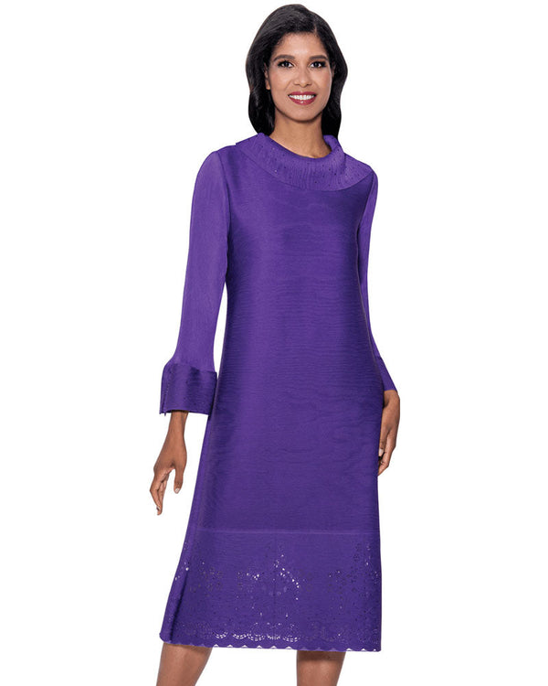 Divine Casual Dress 1661-Purple - Church Suits For Less