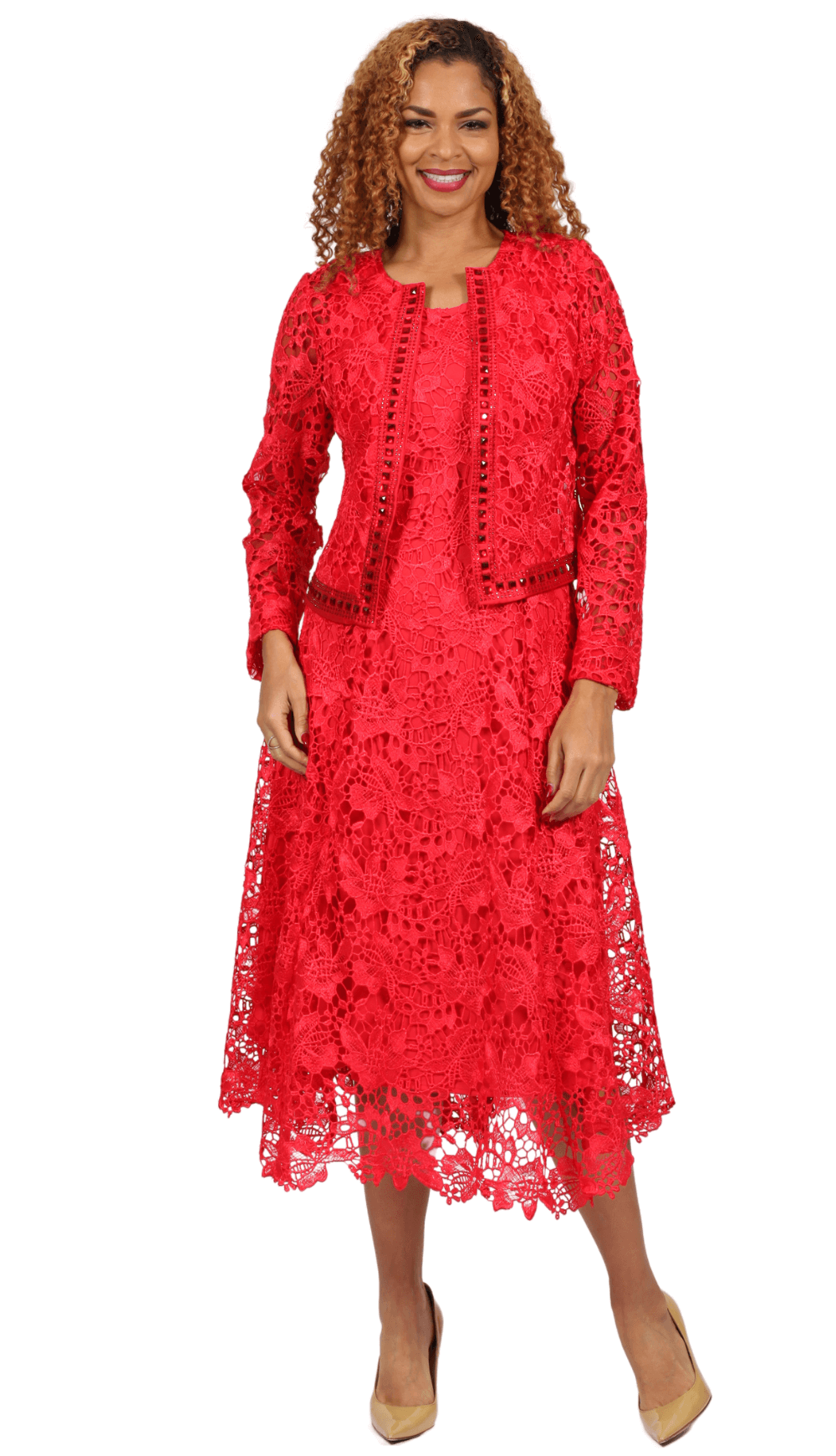 Diana Church Dress 8190-Red - Church Suits For Less