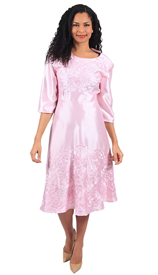 Diana Couture Church Dress 8219S-Pink - Church Suits For Less