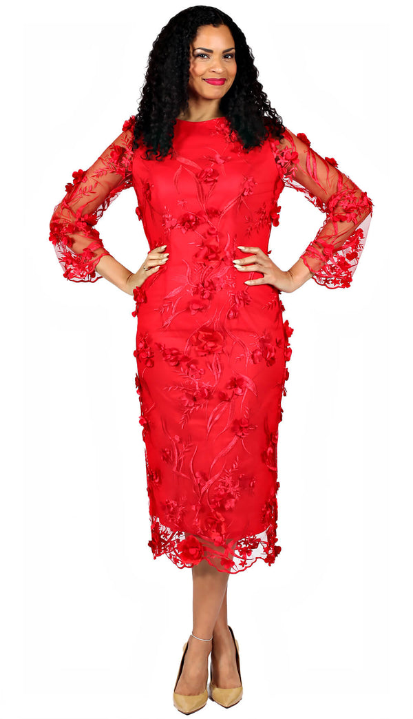 Diana Couture Dress 8746-Red - Church Suits For Less