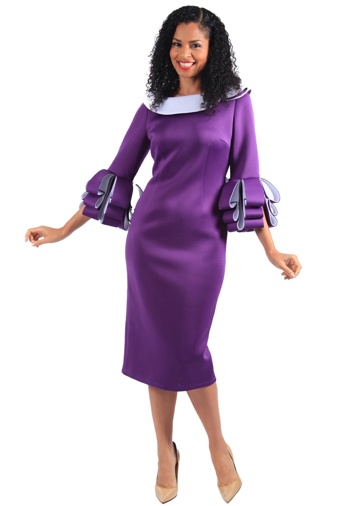 Diana Couture Dress 8307C-Purple - Church Suits For Less