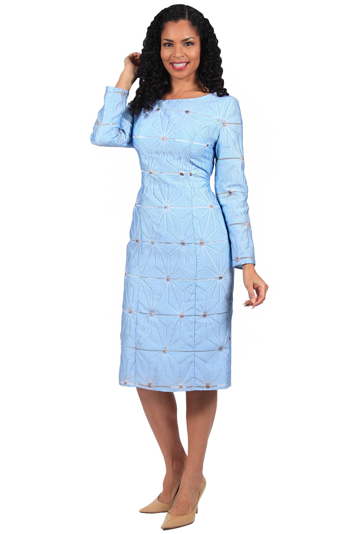 Diana Couture Dress 8654C-Sky Blue - Church Suits For Less