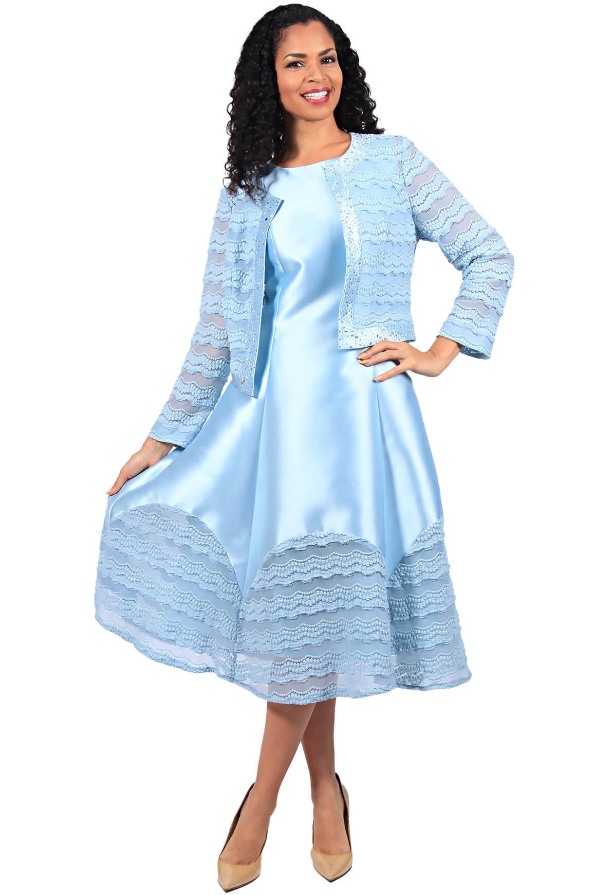 Diana Couture Dress 8686C-Sky Blue - Church Suits For Less