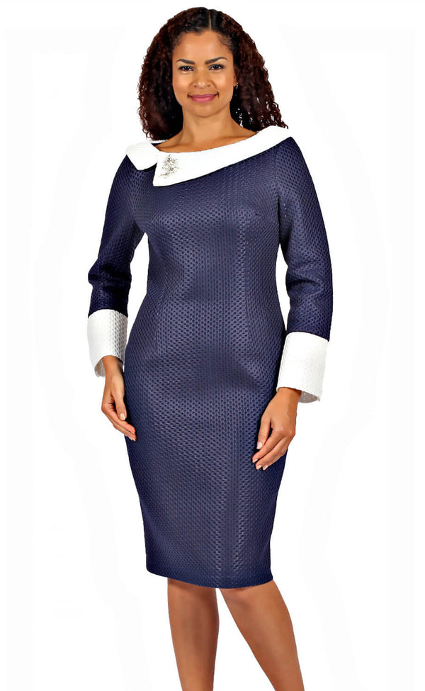 Diana Couture Dress 8721-Navy - Church Suits For Less