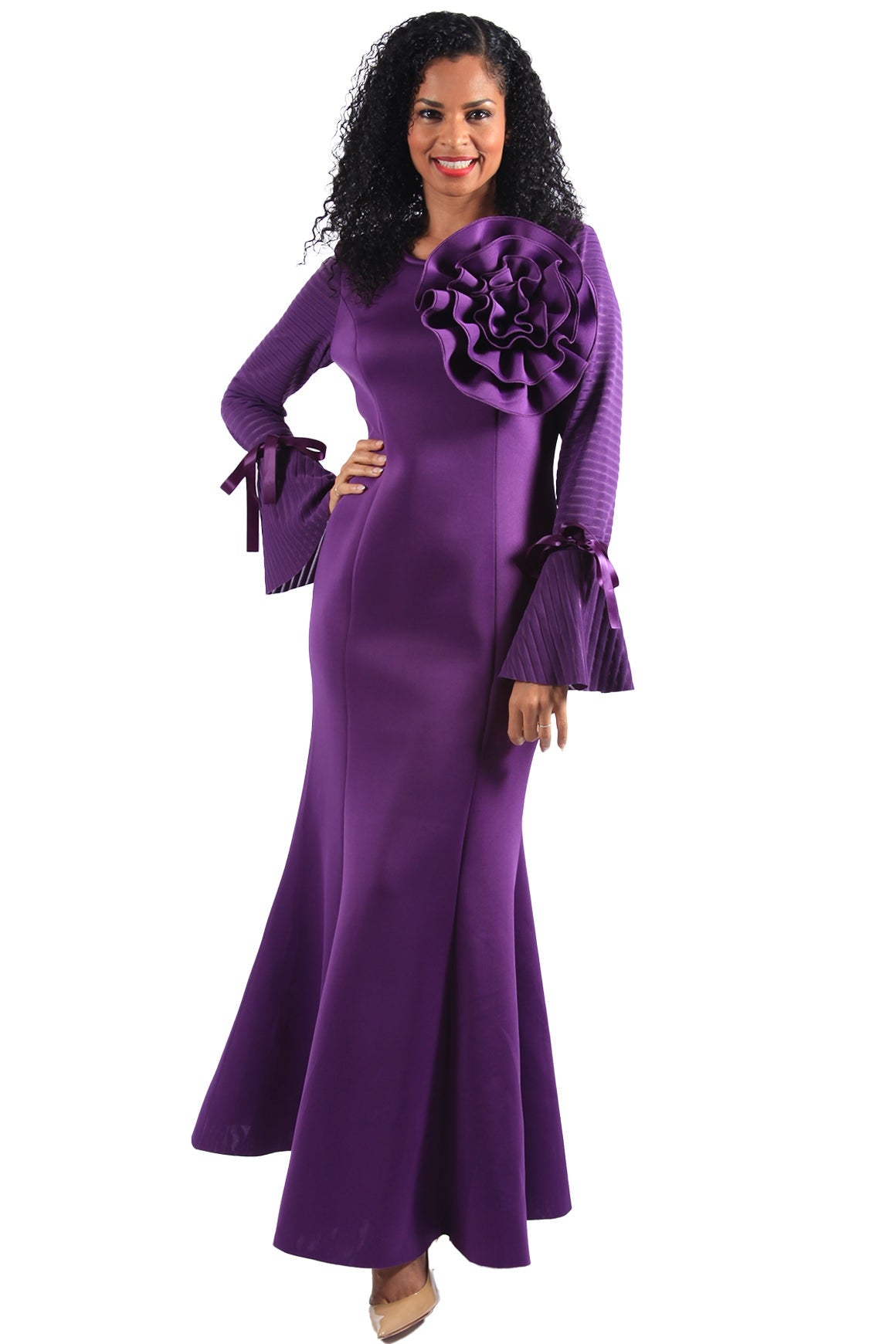 Diana Couture Dress D1054C-Purple - Church Suits For Less