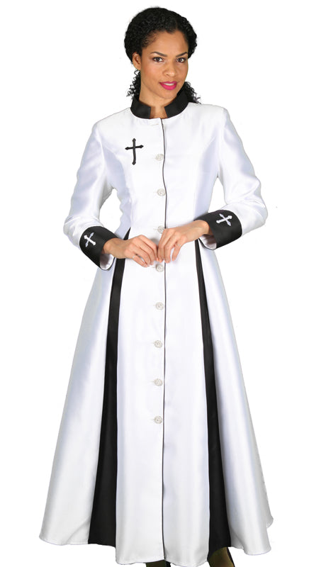 Diana Church Robe 8521-White/Black - Church Suits For Less