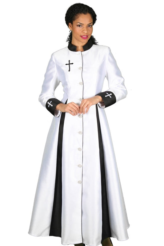 Diana Church Robe 8521C-White/Black - Church Suits For Less