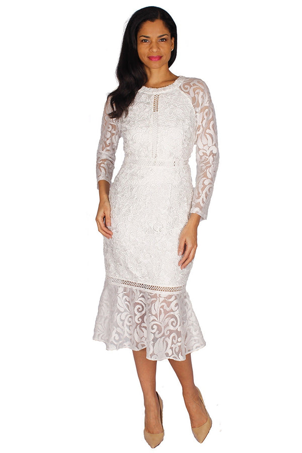 Diana Couture Dress 8551C-White - Church Suits For Less