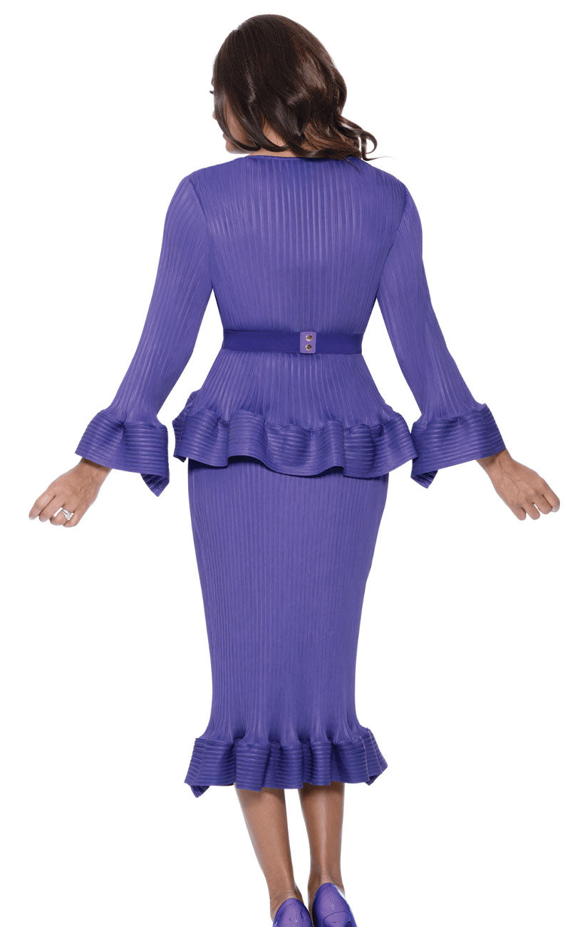 Divine Casual Skirt Suit 1942-Purple - Church Suits For Less