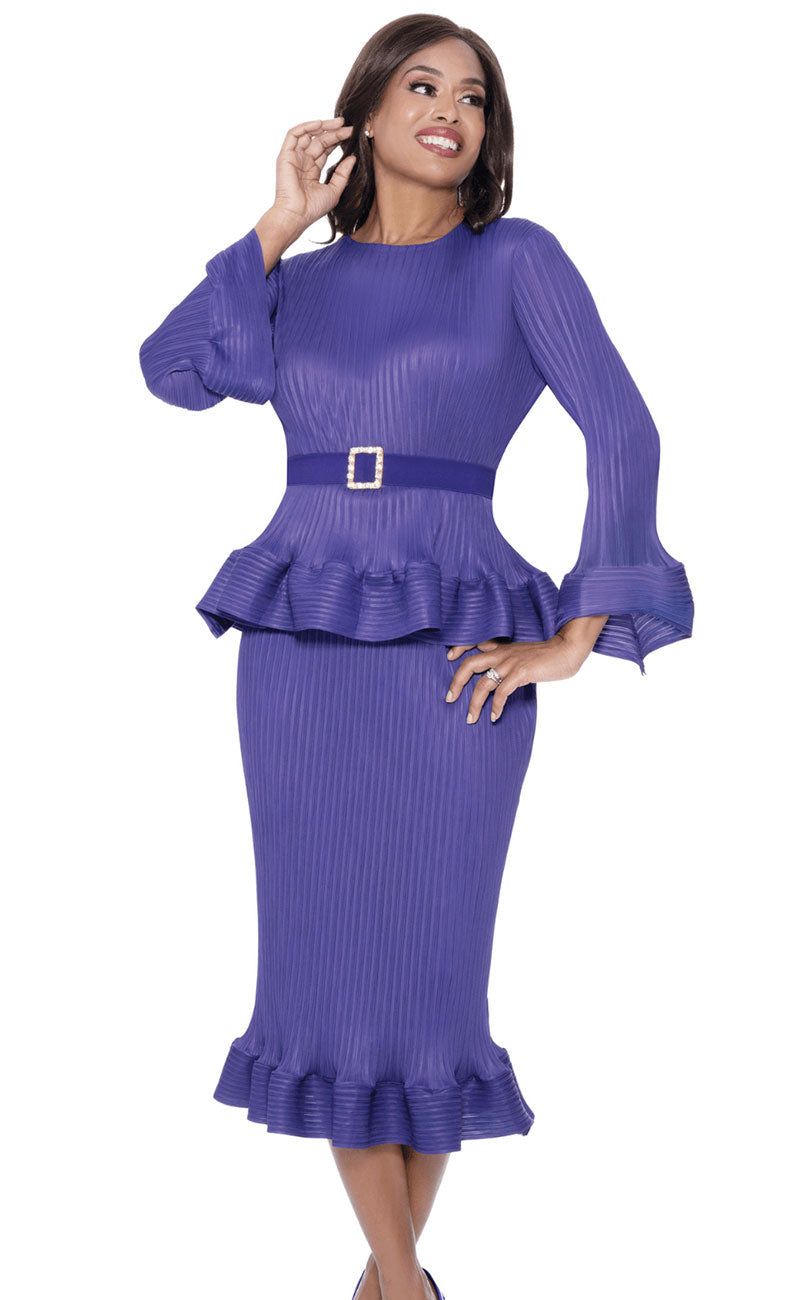 Divine Casual Skirt Suit 1942-Purple - Church Suits For Less