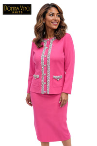 Donna Vinci Knit Suit 13458-Hot Pink