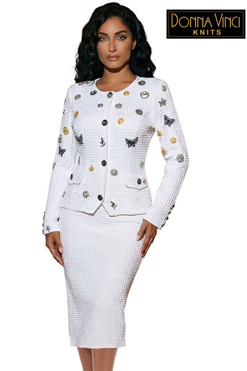 Donna Vinci Knit Suit 13459-Pure White