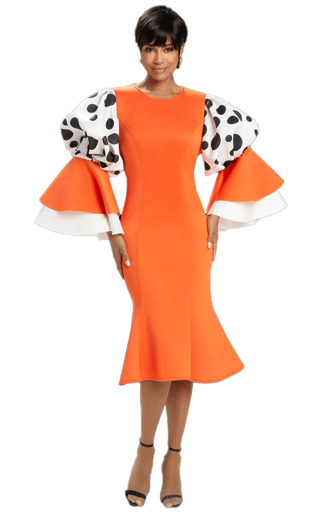 Donna Vinci Church Dress 12002C-Orange
