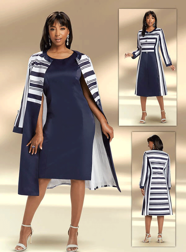 Donna Vinci Church Dress 5799C-Navy/White
