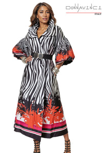 Donna Vinci Church Dress 12248-Black/White/Orange