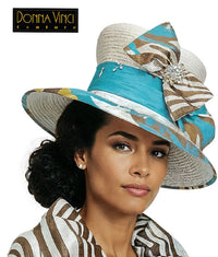 Donna Vinci Church Dress 12248-White/Coffee/Turquoise