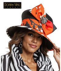 Donna Vinci Church Dress 12248-Black/White/Orange