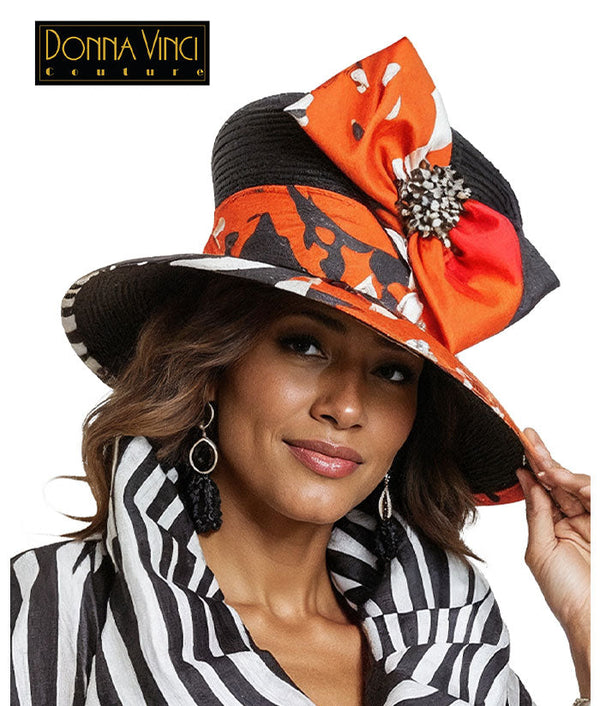 Donna Vinci Church Dress 12248-Black/White/Orange