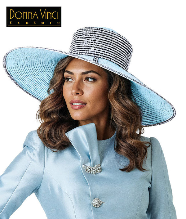 Donna Vinci Church Suit 12252-Ice Blue/Black