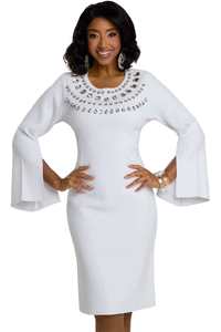 Donna Vinci Church Knit Dress 13441C-White