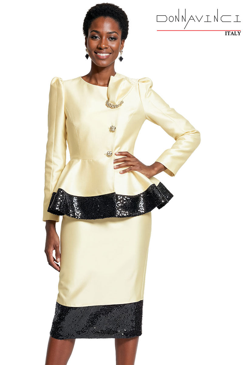 Donna Vinci Church Suit 12252-Canary/Black