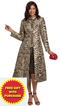 Donna Vinci Dress 5765C-Brown/Tan - Church Suits For Less