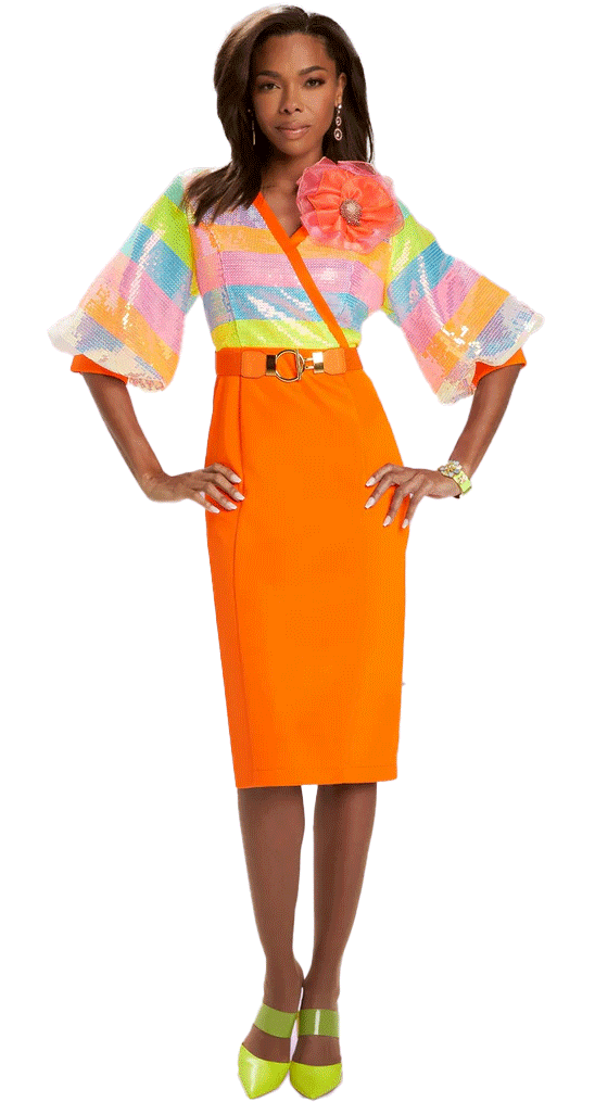 Donna Vinci Church Dress 5789C-Orange