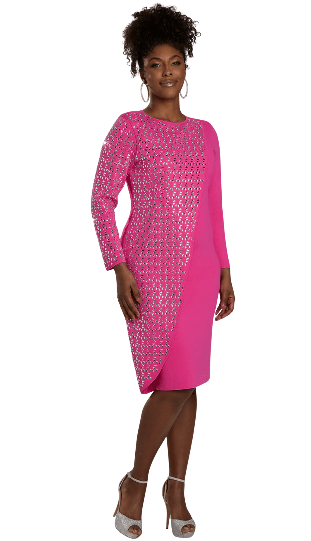 Donna Vinci Church Knit Dress 13439-Hot Pink