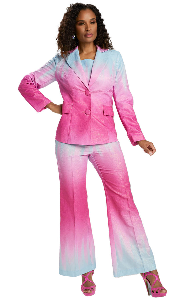 Donna Vinci Pant Suit 5801C-Fuchsia/Mint - Church Suits For Less