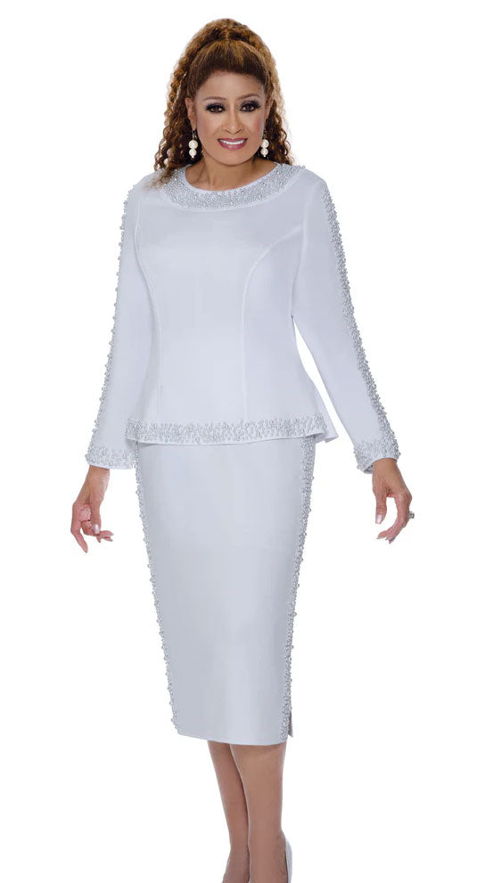 Dorinda Clark Cole Church Suit 309612C-White - Church Suits For Less