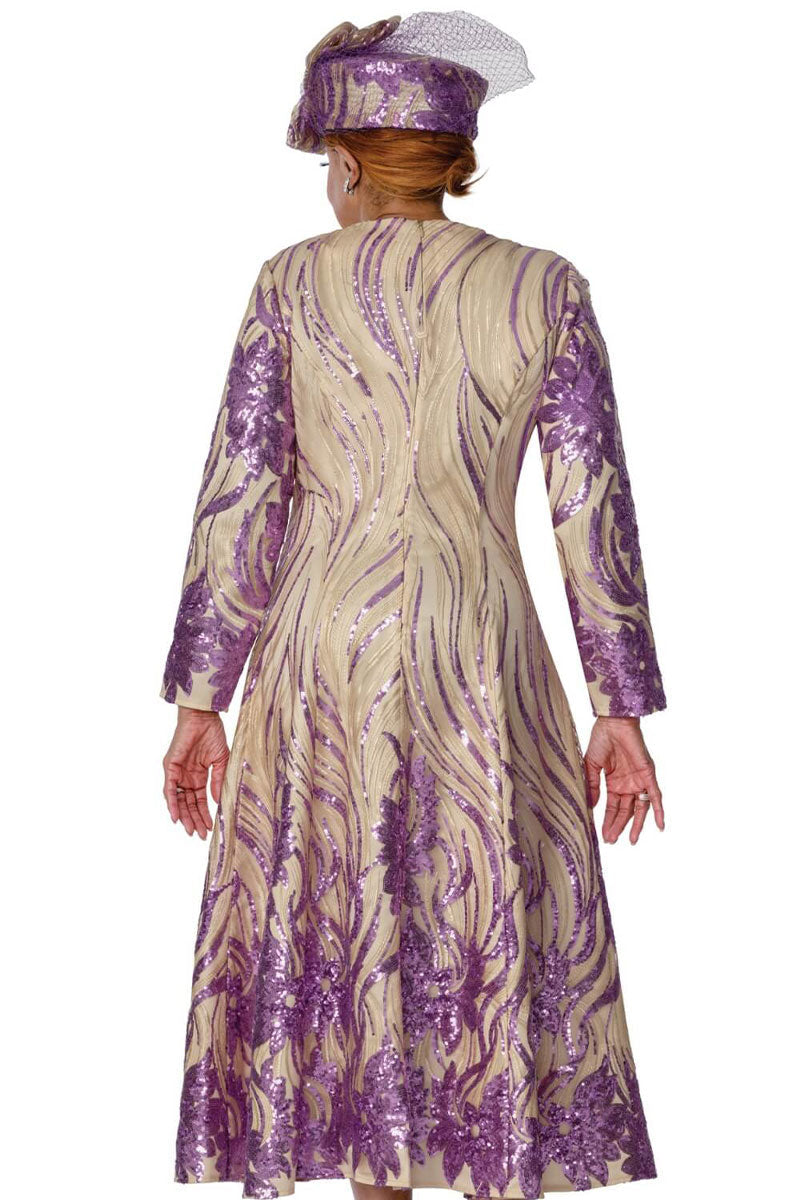 Dorinda Clark Cole Church Dress 310161C-Champagne/Purple