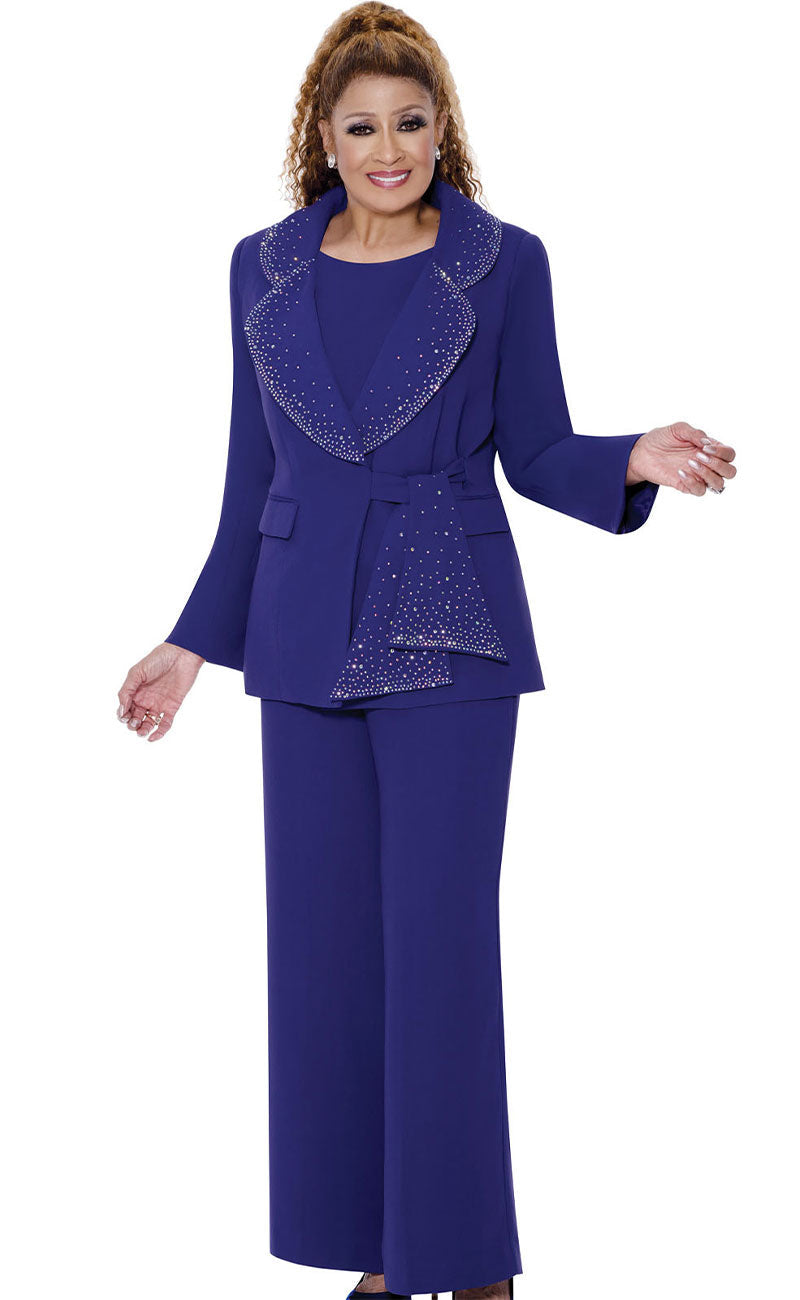 Dorinda Clark Cole Pant Suit 309093-Purple - Church Suits For Less