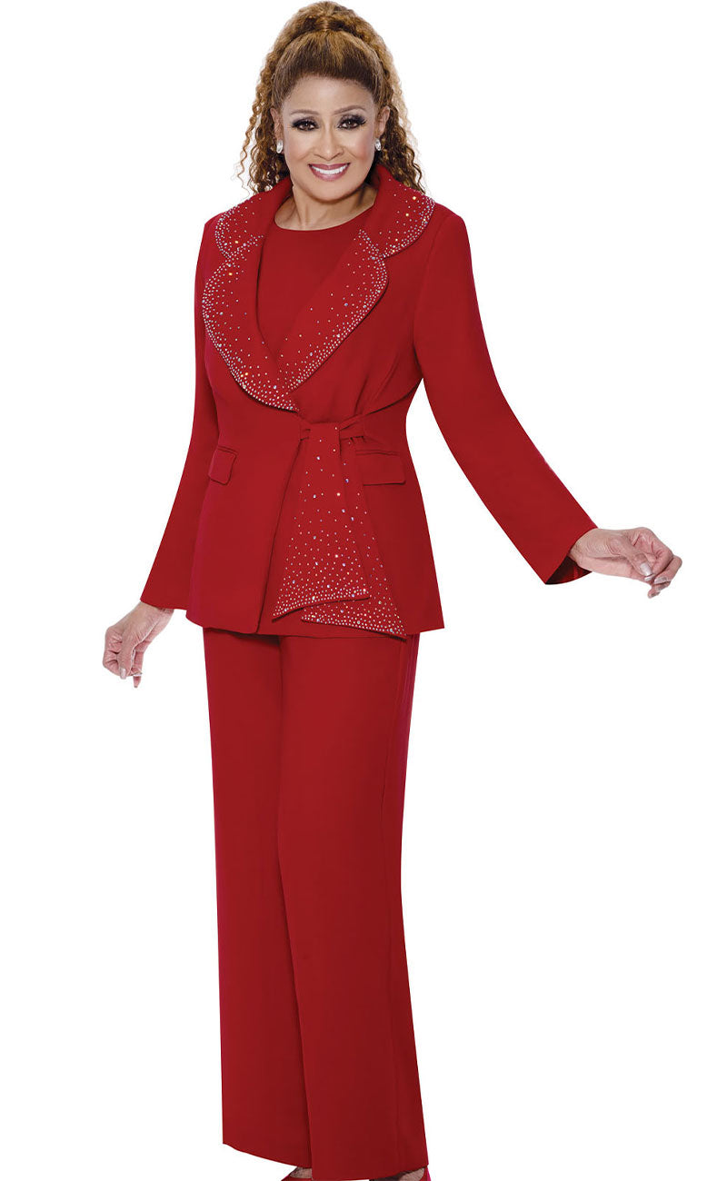 Dorinda Clark Cole Pant Suit 309093-Red - Church Suits For Less