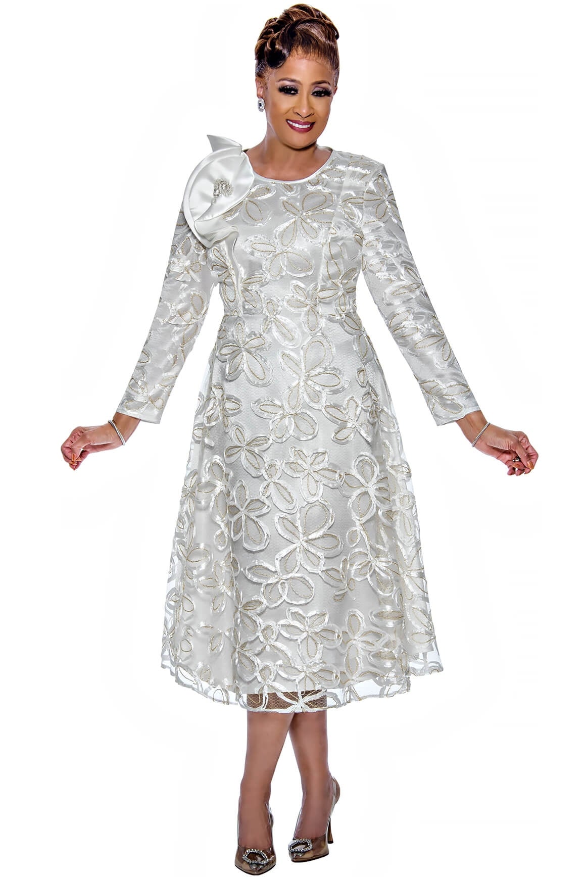 Dorinda Clark Cole Dress 5271C-White - Church Suits For Less