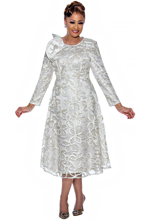 Dorinda Clark Cole Dress 5271C-White - Church Suits For Less