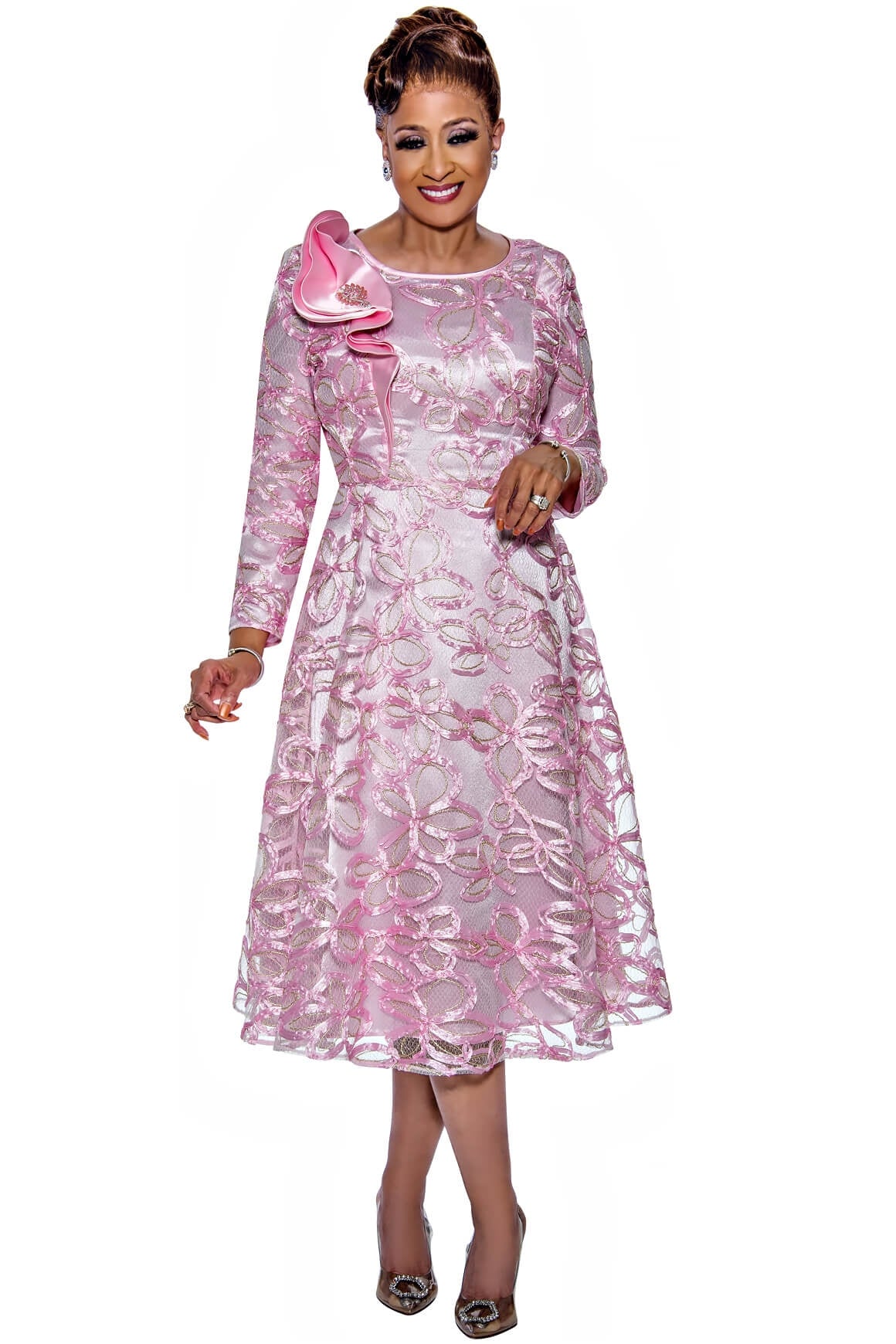 Dorinda Clark Cole Dress 5271C-Pink - Church Suits For Less