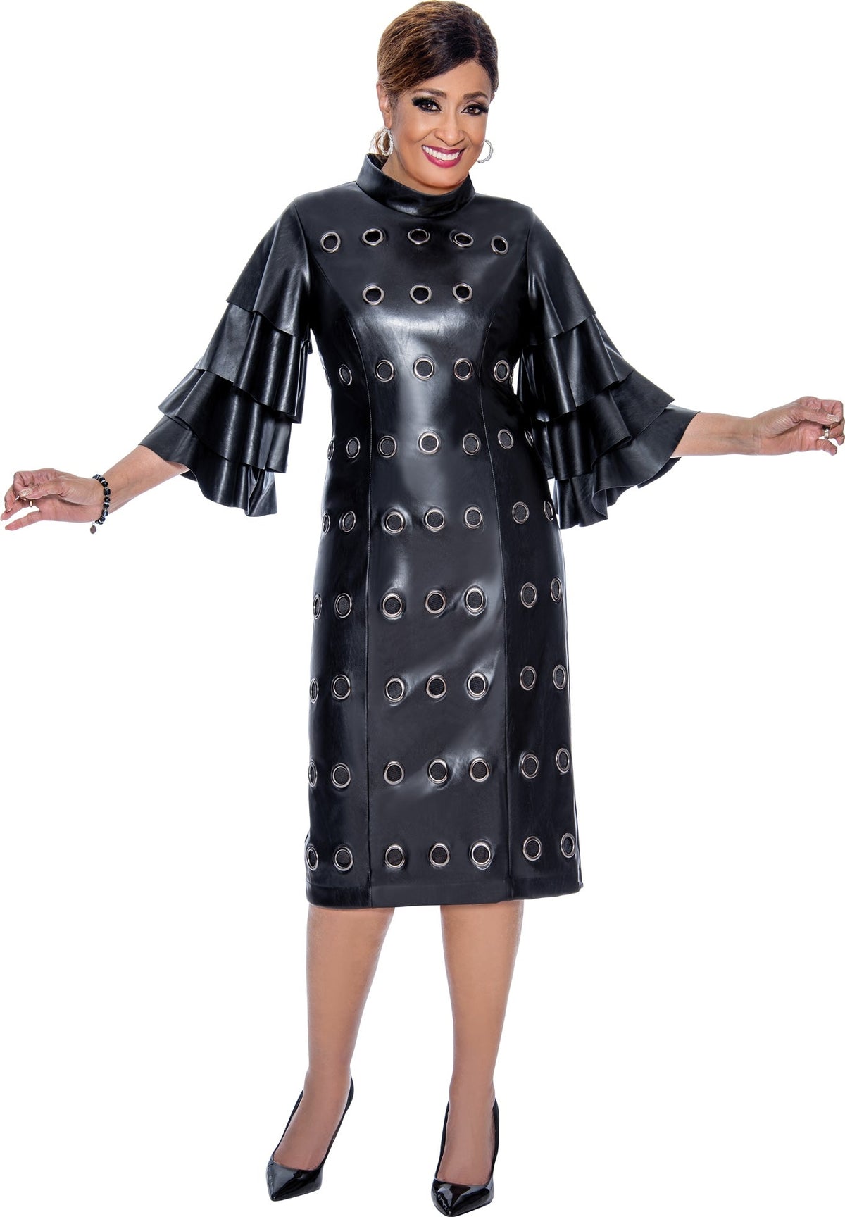 Dorinda Clark Cole Dress 4631C-Black - Church Suits For Less
