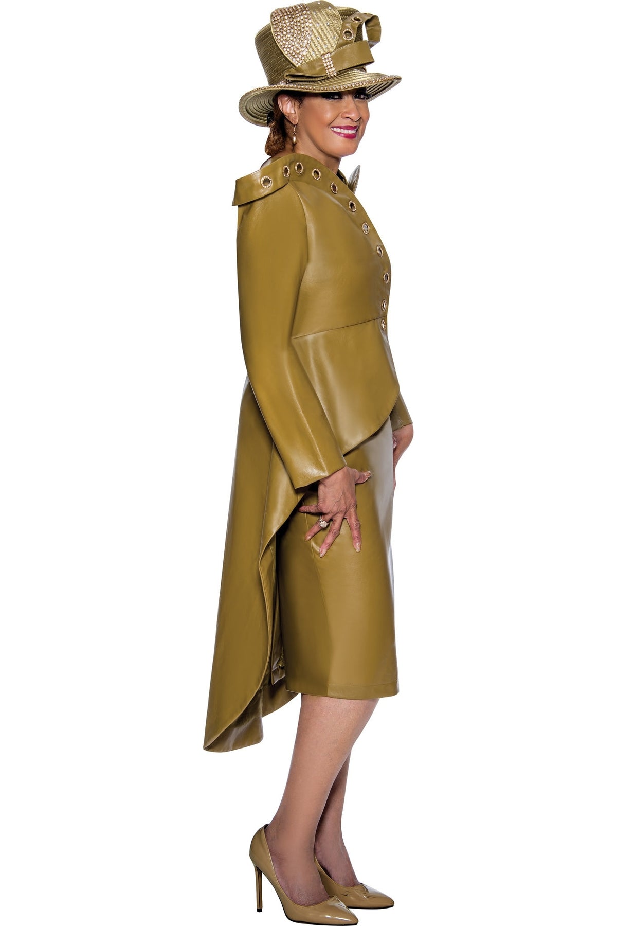 Dorinda Clark Cole Church Suit 4852C-Olive - Church Suits For Less