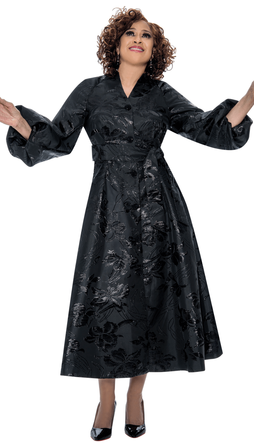 Dorinda Clark Cole Dress 309031C-Black - Church Suits For Less