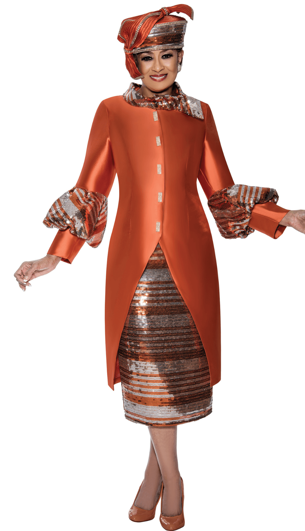 Dorinda Clark Cole Dress 309052-Orange - Church Suits For Less