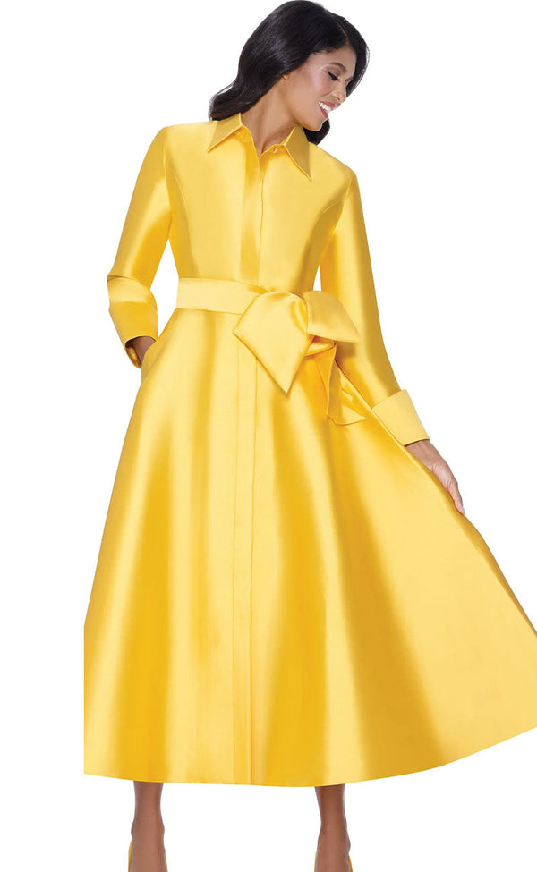 Church Dress By Nubiano 100311-Yellow - Church Suits For Less