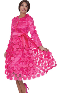 Church Dress By Nubiano 100361-Hot Pink - Church Suits For Less