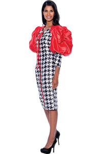 Church Dress By Nubiano 1001C-Black/Red/White - Church Suits For Less