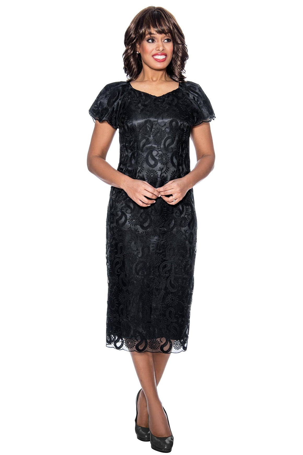 Church Dress By Nubiano 1231C-Black - Church Suits For Less