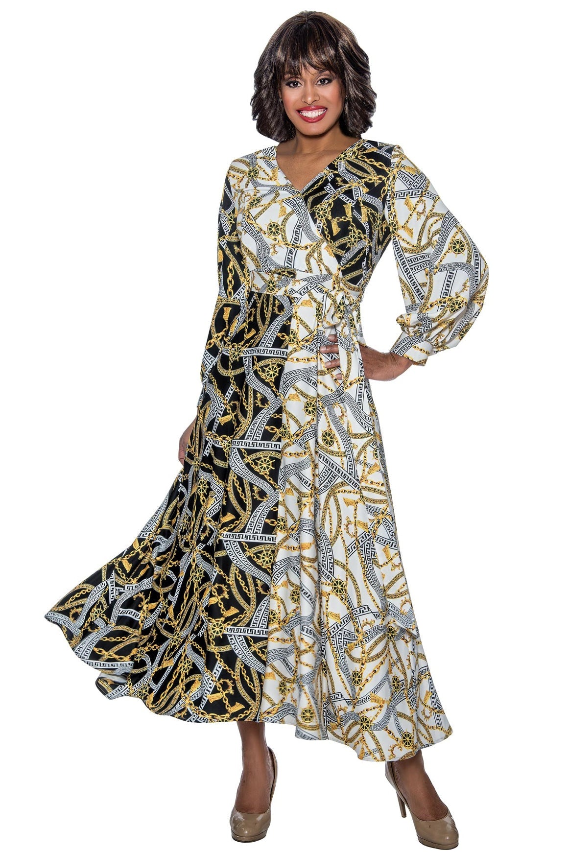 Church Dress By Nubiano 1241C-Multi - Church Suits For Less