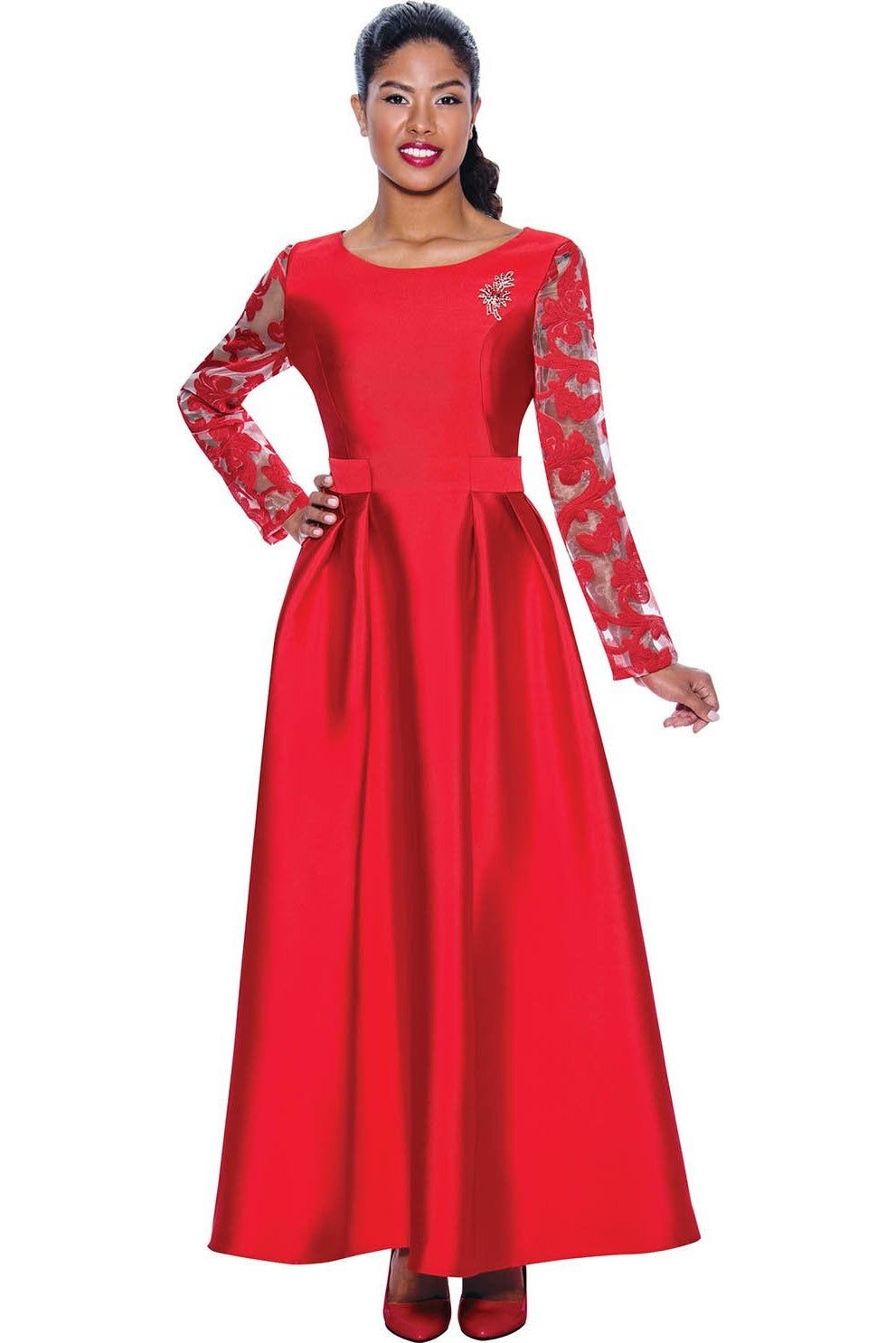 Church Dress By Nubiano 1471C-Red - Church Suits For Less