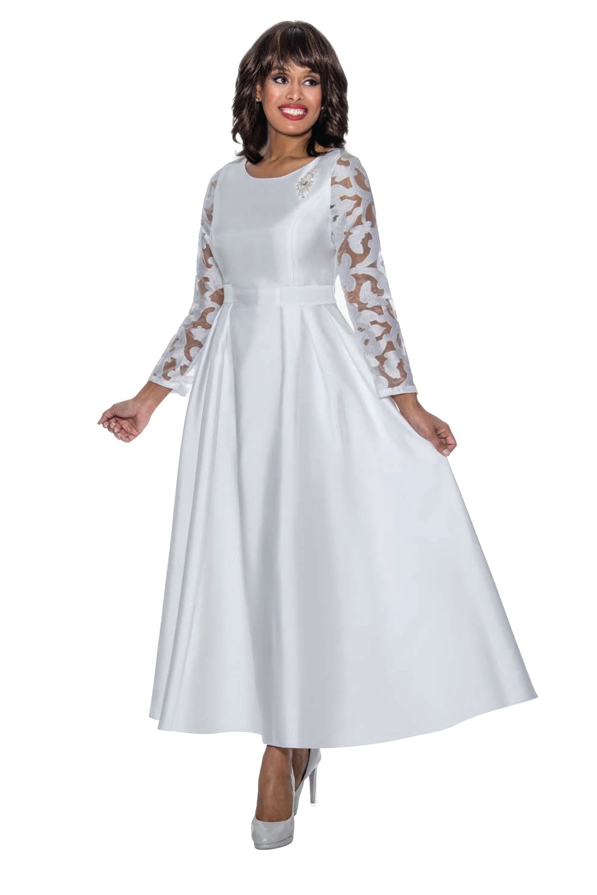 Church Dress By Nubiano 1471C-White - Church Suits For Less